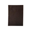Black textured notebook on a white background