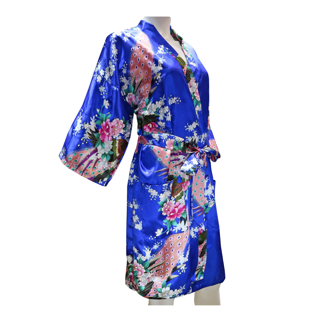 Thigh-Length Robe Peacock Print (Various Colors)