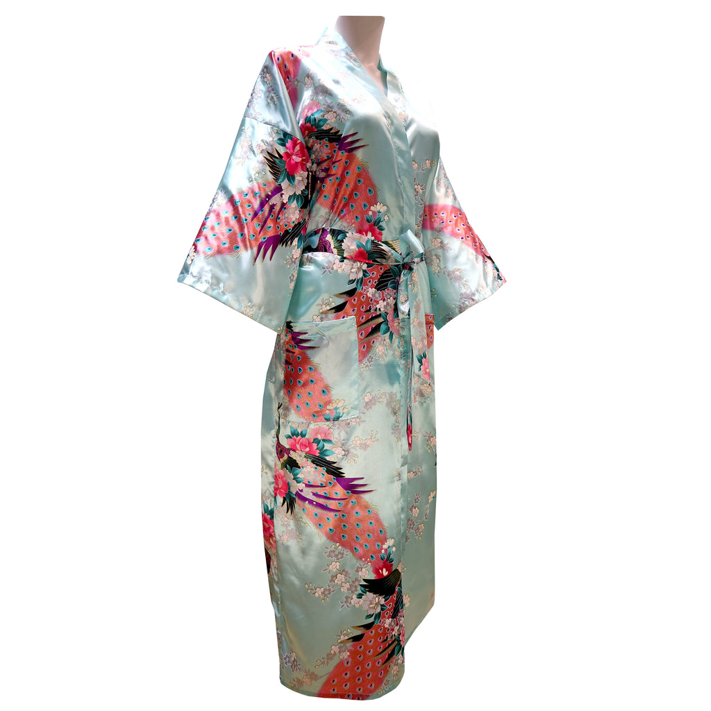 Ankle-Length Robe Peacock Print (Various Colors)