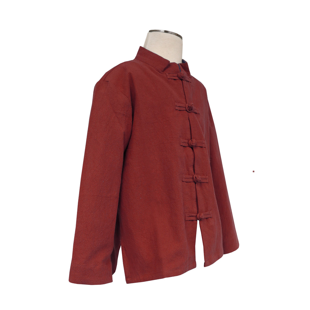 Kids Linen Tang Jacket - Burgundy