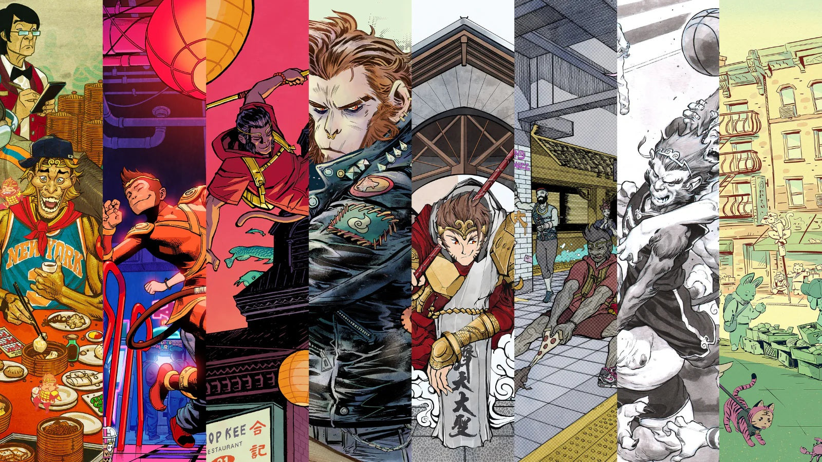 Collage of Monkey King art pieces