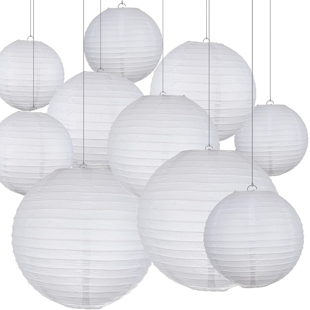 White Round Paper Lantern (Wire Frame)