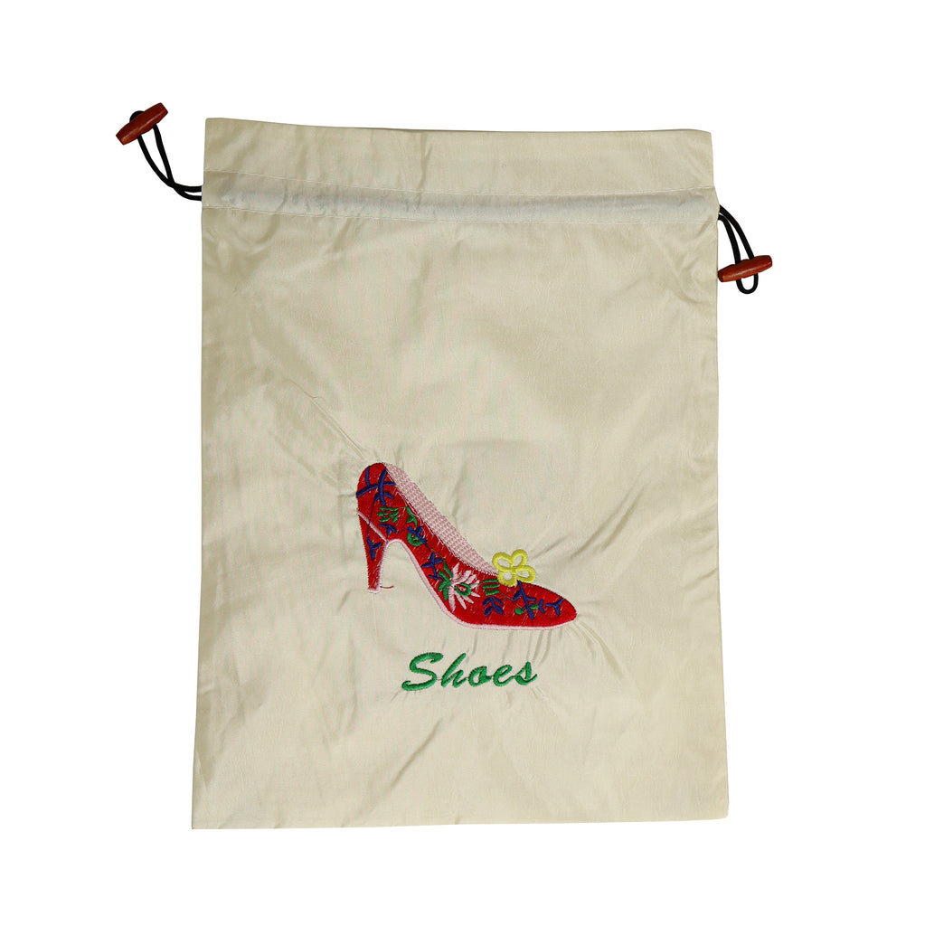 Embroidered Drawstring Shoes Bag (Various Colors)